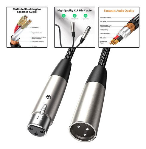 Cable De Micrófono Xlr Cable Xlr Trenzado De Nailon For 1m