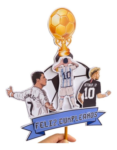 Topper 3d Para Torta Messi, Cristiano Y Neymar Jr Cotillón