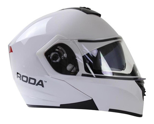 Casco Roda Luminar Abatible Luz Led Gafas Certificado Dot Color Blanco Tamaño del casco L (59-60cm)