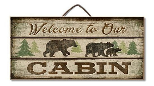 Señales - Welcome To Our Cabin Bear And Lodge Custom Wood Si