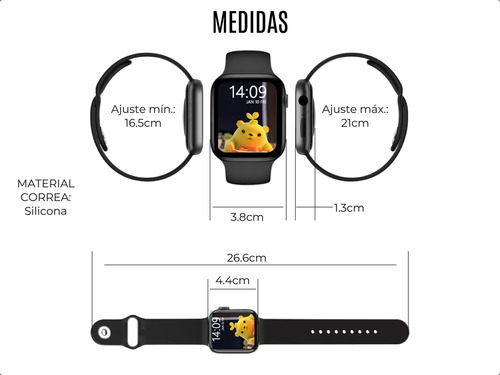 Smartwatch Reloj Inteligente Hombre Dama Celular Android Ios Caja Negro