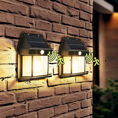 2 Luces De Pared Solares Con Sensor De Movimiento En Paquete