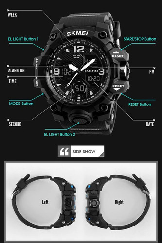 Reloj Skmei 1155b Analógico Y Digital Acuático Anti Golpes