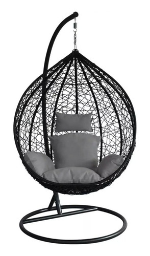 Sillon Hamaca Nido Colgante Simil Rattan Simei Color Negro