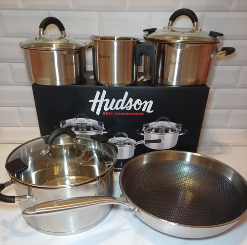 Batería Set De Cocina Hudson Acero Inoxidable Triple Fondo 