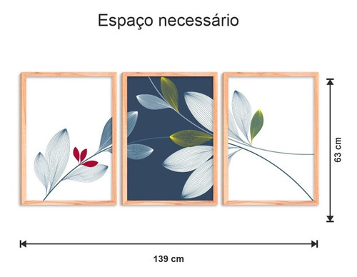Quadros Decorativos Sala Quarto Moldura Floral Folha Flores