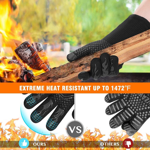Guantes Resistentes Al Calor 800 °c Silicona Algodon 1 Par