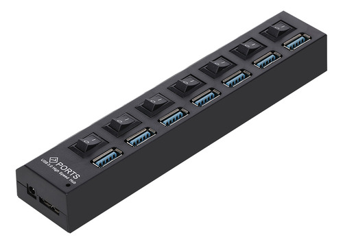 Divisor De Hub Usb 3.0 De 7 Puertos Con Interruptor Para Pc