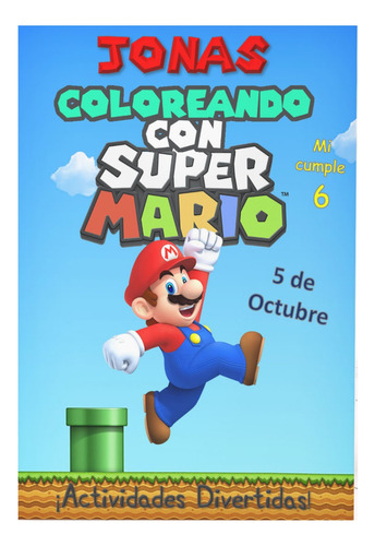 Super Mario - Libro Para Colorear Textos Editables