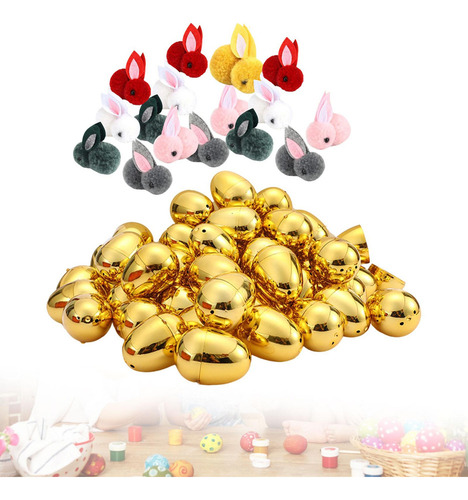 Huevos De Pascua Dorados Con Conejos For Rellenar 16 Piezas