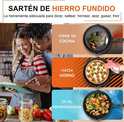 Sartén De Hierro Fundido Antiadherente Set De Sartenes 10pcs Negro