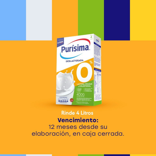 Imagen 2 de 9 de Leche En Polvo Deslactosada Purísima X 400g Pack X6 Unidades