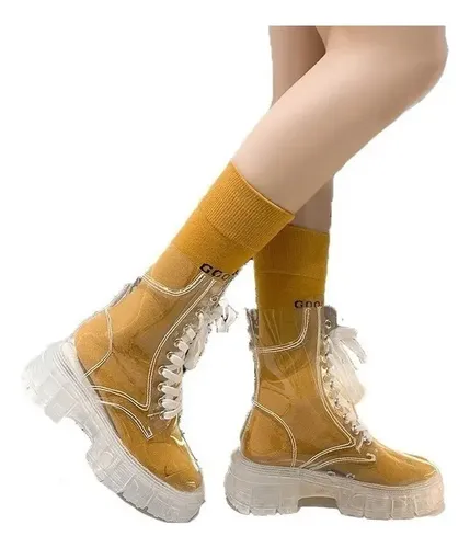 Botas De Lluvia Con Plataforma Transparente Para Mujer 2024 | Envío gratis