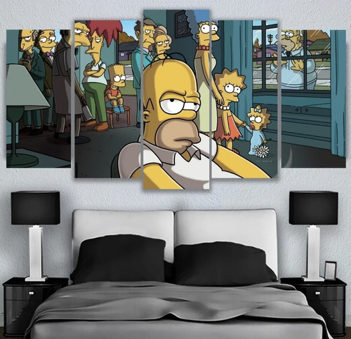 5 Cuadros Canvas Los Simpson Soprano Crossover Arte 150x84cm