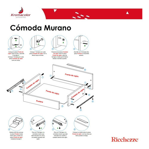 Cómoda Chifonier Melamina Murano 2 Puertas 4 Cajones Color Antracita