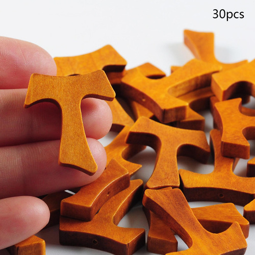30x Dijes De Cruz De Madera, Colgantes De Cruz De Madera,