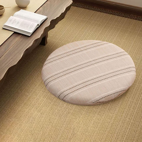 Cojín De Piso Redondo De Algodón Meditación Rayas Finas