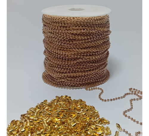 Rollo De 100 Metros De Cadena De Bolita 2.4mm. Con Conector