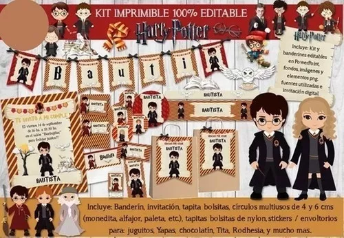 Kit Deco Cumple Imprimible Personalizado Harry Potter