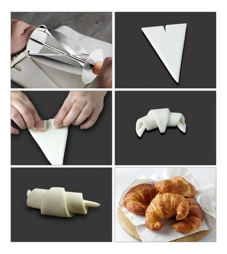 Cortador De Pão De Aço Inoxidável De 3 Croissants E Massa