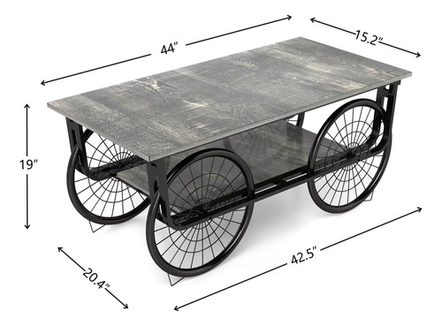 Mesa Auxiliar Rectangular De Estilo Moderno Con 4 Ruedas