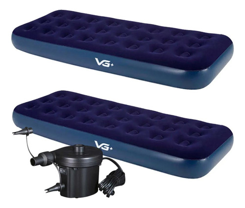 Kit 2 Colchões Infláveis Solteiro Comfort Bomba Elétrica Vg+ Cor 110v