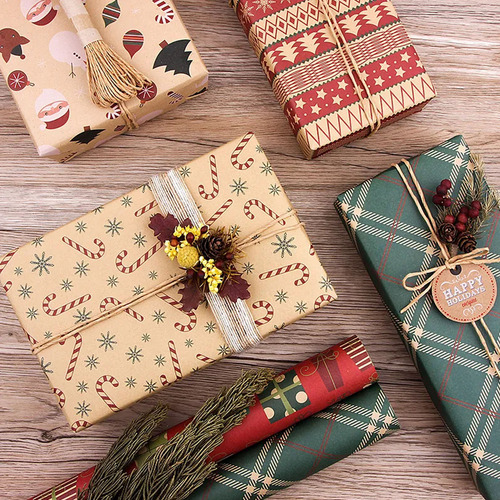 Diseño De Hojas De Papel Para Envolver Regalos Con 10 Etiqu