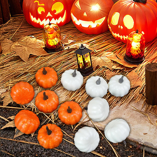 12 Uds. Modelo De Calabazas Falsas, Mini S Amarillo