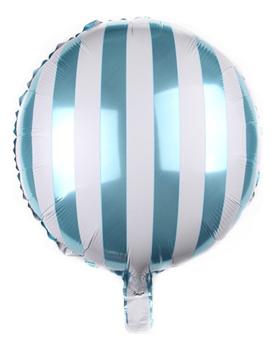 Globo Metalizado Caramelo Rayas Celeste Blanco. Helio O Aire