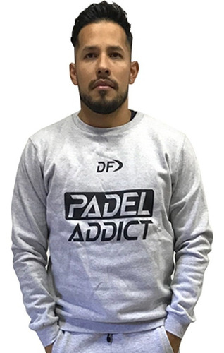 Imagen 3 de 5 de Buzo Algodon Gris Deportivo Padel Deportes Full