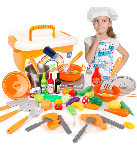 Set De Ollas De Cocina Chef Toys  Delantal Para Niños Y Niña