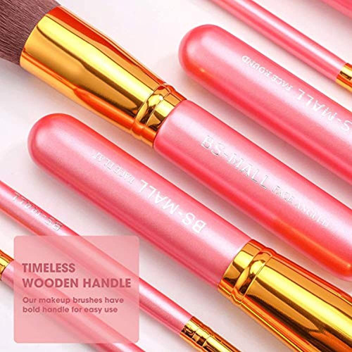 Brochas Para Maquillaje Con Mango Color Rosa Juego 14 Pzas Color Ygolden pink