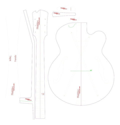 Plantilla Girasoli Parlor Jazz Guitar - Luthier - Mdf 6mm