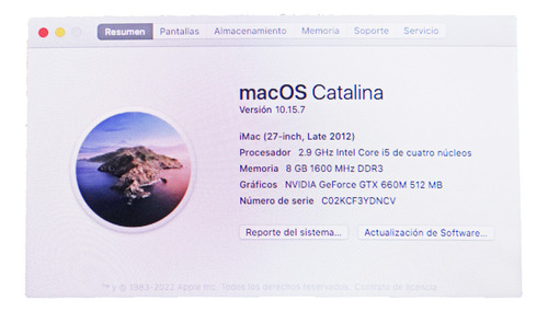 iMac 27 Pulgadas Core I5 1tb 8ram Late 2012 Excelente Estado (Usado)