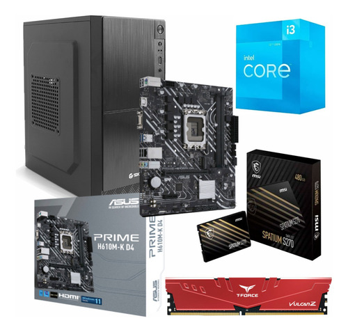 Case Teros Cpu I3-12100, 8gb Ddr4 3200mhz, Msi Ssd480gb Sata
