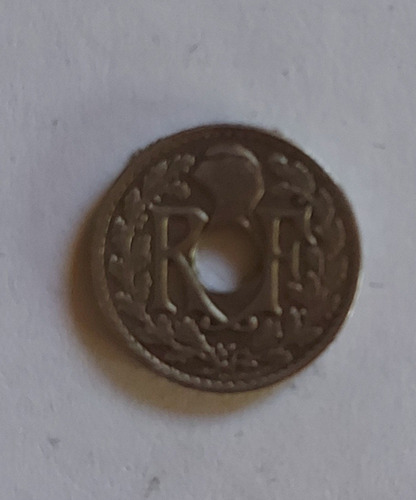 Antigua Moneda Francesa. 5 Centimes (1925). (Usado)