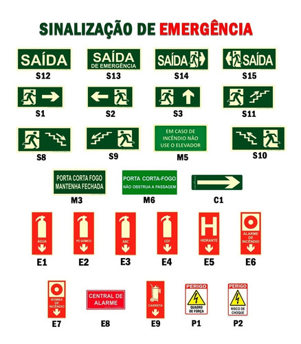 Kit 614 Placas A Escolha Combate A Incêndio E Rota De Fuga