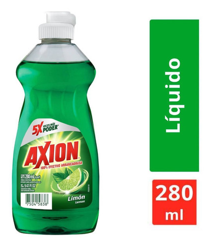 Lavatrastes Para Lavavajillas Axion Arranca Grasa Limón Líquido En Botella 280 ml