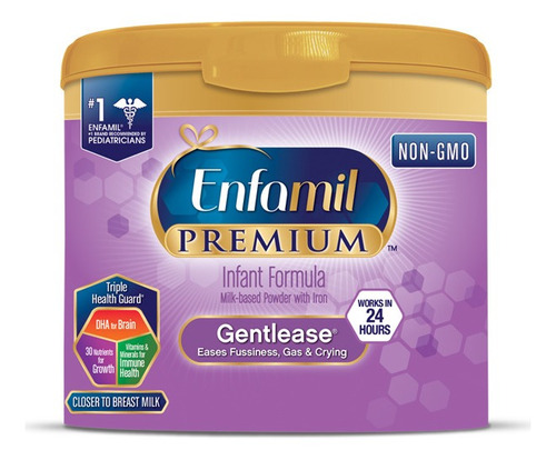 Fórmula infantil em pó Mead Johnson Enfamil Premium Gentlease en lata x 4 unidades de 609.5g - 0  a 6 meses