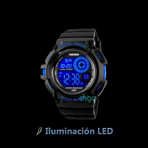 Reloj Hombre Skmei 1222 Crono Alarma Con Luz Multicolor Gtia
