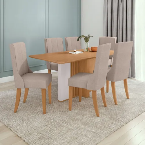 Conjunto Mesa 170cm Astrid Tampo Mdf No Glass E 6 Di