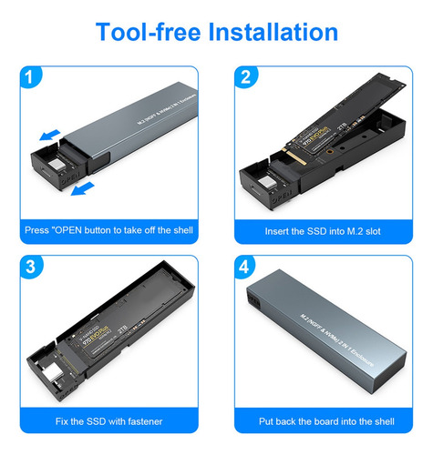 Adaptador Dual De Ssd M2 Nvme Ssd M.2 A Usb 3.1 Gen 2