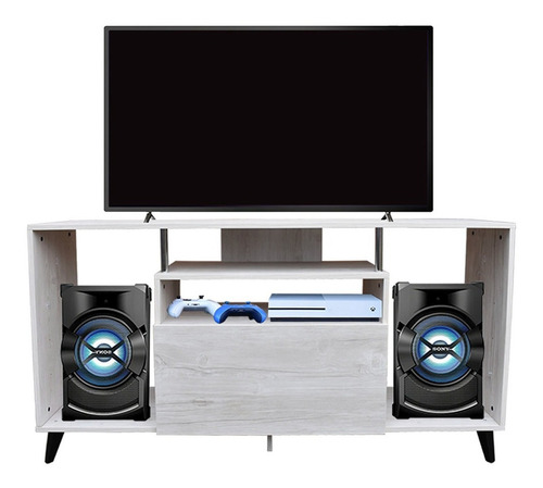 Rack Con Panel Hogare Ibiza Para Tv Hasta 70 Blanco Nordico