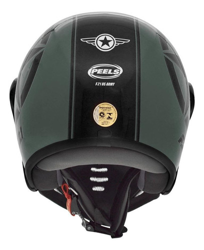 Imagem 4 de 4 de Capacete para moto escamoteável Peels F-21 verde-militar e preto army us tamanho 58