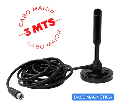 Antena Interna De Tv Digital 3 Metros 4 Em 1 Hdtv Vhf Uhf Fm