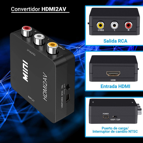 Imagen 6 de 9 de Cable Adaptador Convertidor Hdmi A Rca