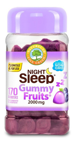 Night Sleep Gummy Fruits, Naturelab 170 Piezas Sabor Blueberry