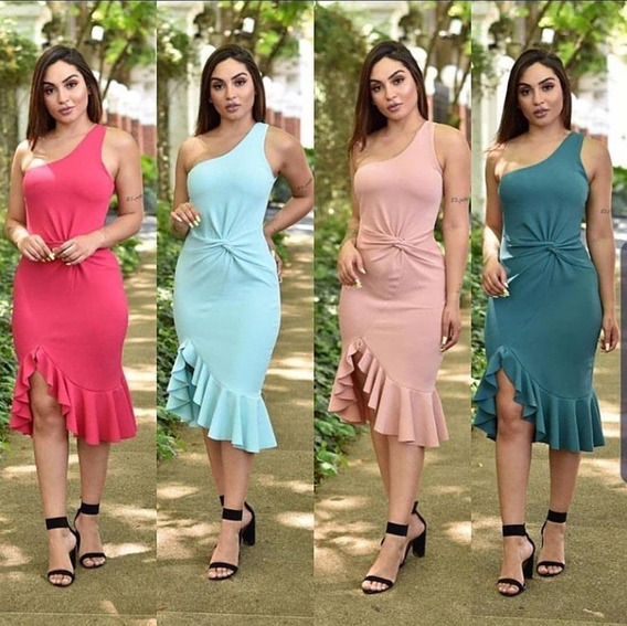 vestido midi com fenda frontal