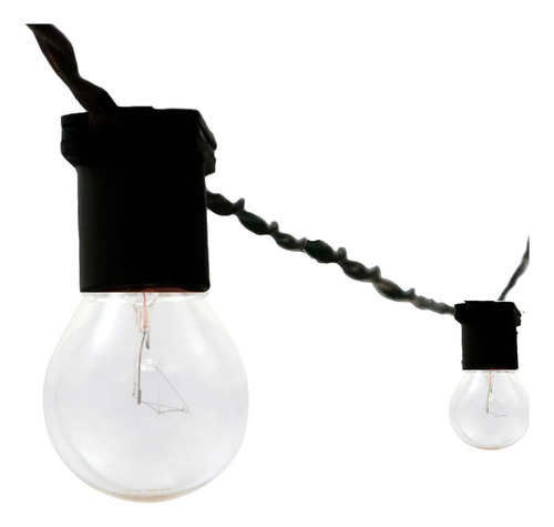 Varal Luzes Cordão Decoração Festa 20m Preto Luz Não Acompanha Lâmpadas Varal Preto - Bivolt