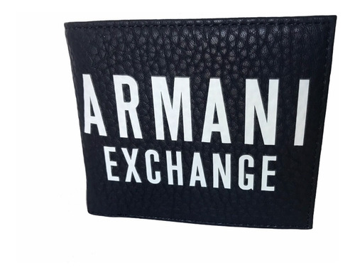 Cartera Armani Exchange Azul Tipo Piel 100% Nueva Y Original